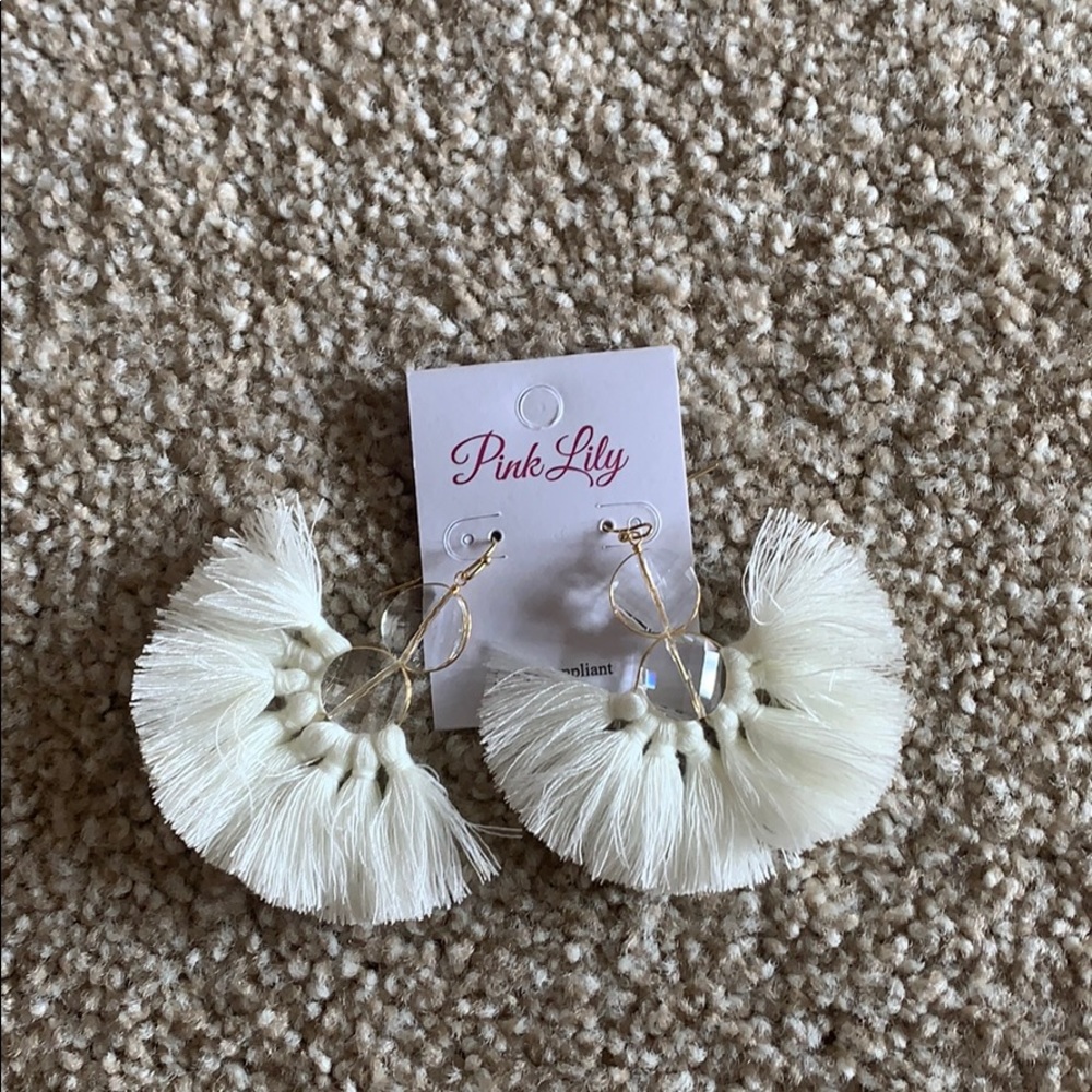 Pink Lily White Earrings